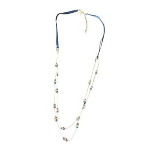 Ann Taylor Bead and Ribbon Long Necklace